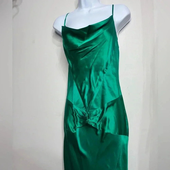 Vintage Dolce Jovani 100% Silk Green Slip Dress Size 4 - Picture 5 of 10